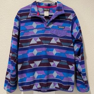 Patagonia Purple Synchilla Pullover Aztec Tribal Print Small